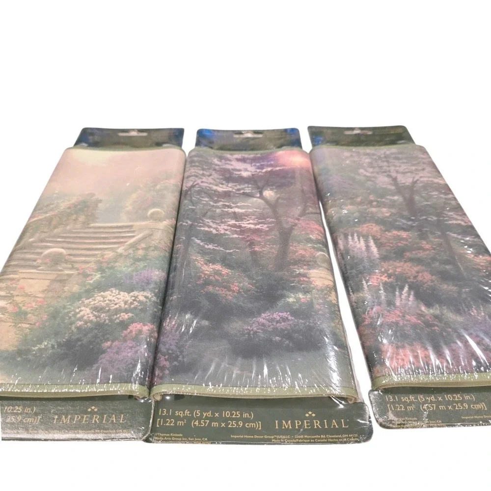 VTG Thomas Kinkade Wallpaper Border Stairway to Paradise Lot 3 NIP 45ft 10
